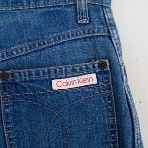 Calvin Klein Vintage 1980s Knee Length Denim Skirt - SZ S